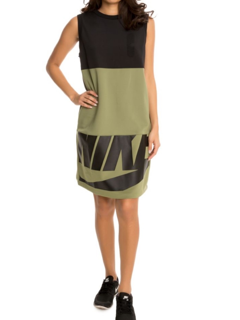 Nike Olive and Black Sleeveless Colorblock Shift Dress size XS